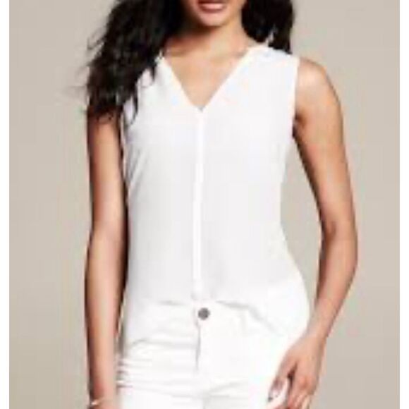 Banana Republic 100% silk white tank size small petite - Picture 1 of 10
